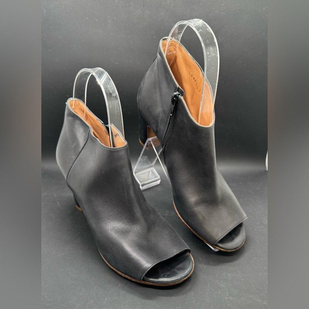 Maison Martin Margiela Women's Black Leather Peep Toe Booties Size 35 US 5